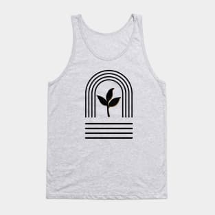 Arches and plant minimal black line art on parchment Tank Top